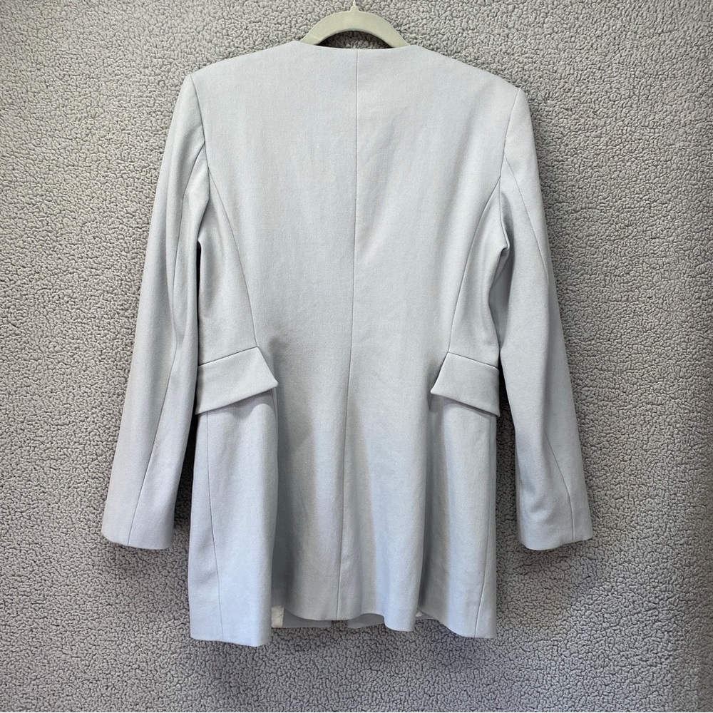 Zara Basic Collarless Full Zip Longline Coat Jack… - image 6